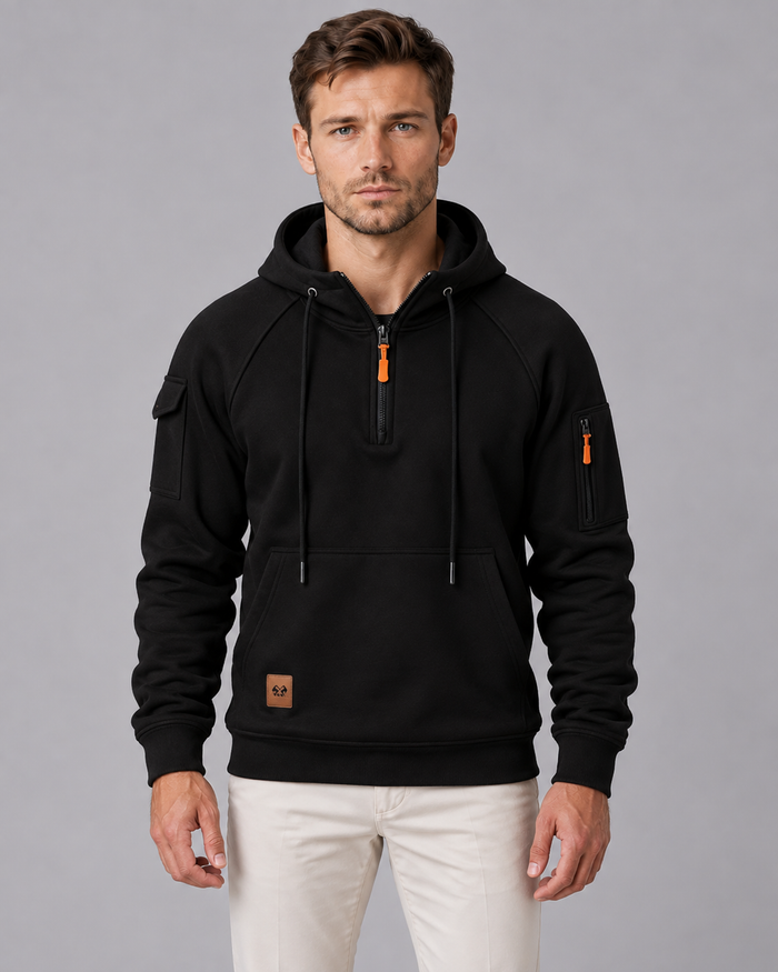 Men's Quarter-Zip Hoodie with Utility Kangaroo Pocket