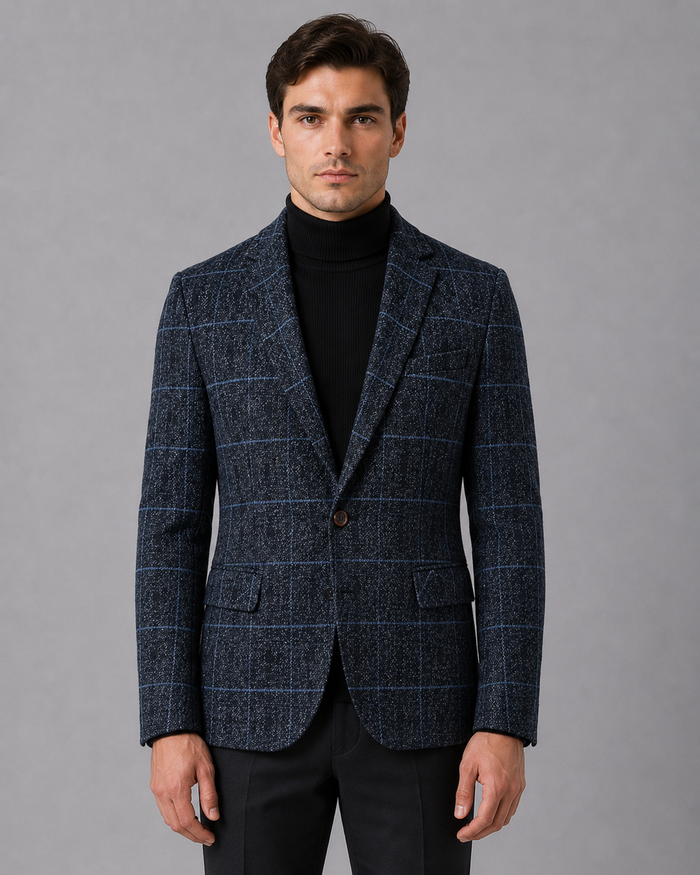 Men's Single-Button Blazer Coat with Tailored Fit