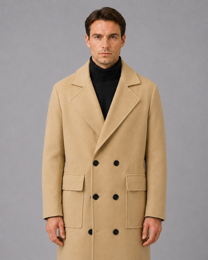 Men's Wool Overcoat with Double Pockets | Winter jacket