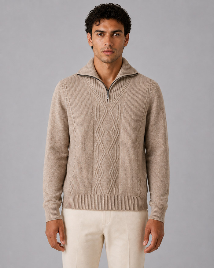 100% Cashmere Quarter Zip Sweater