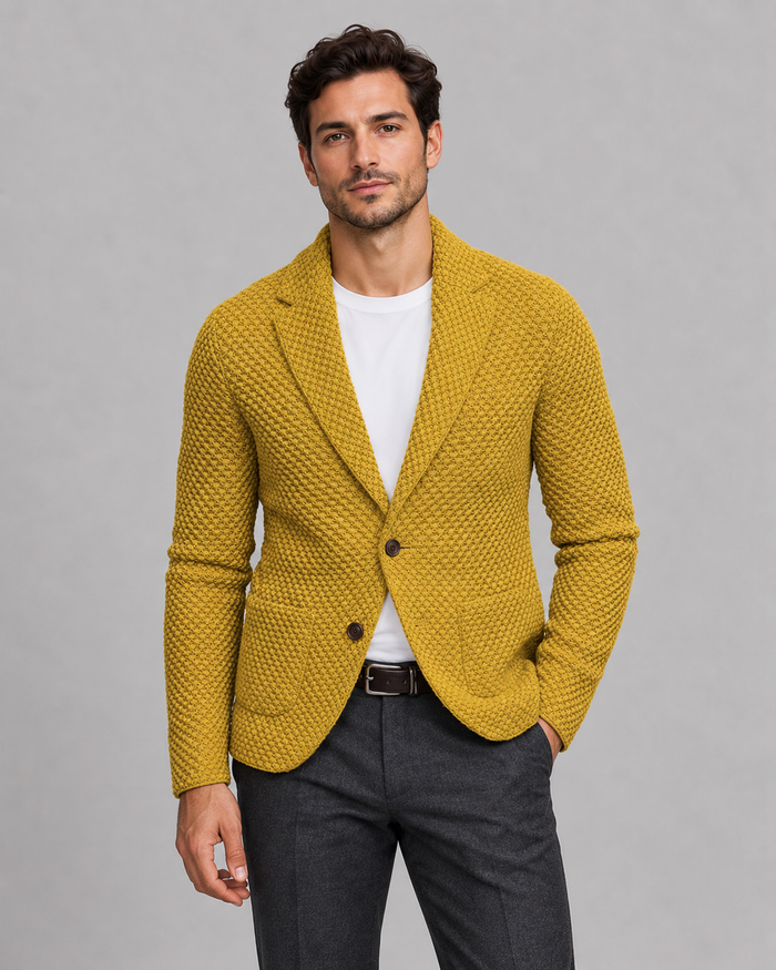 Men's Tailored Double-Button Blazer with Classic Fit