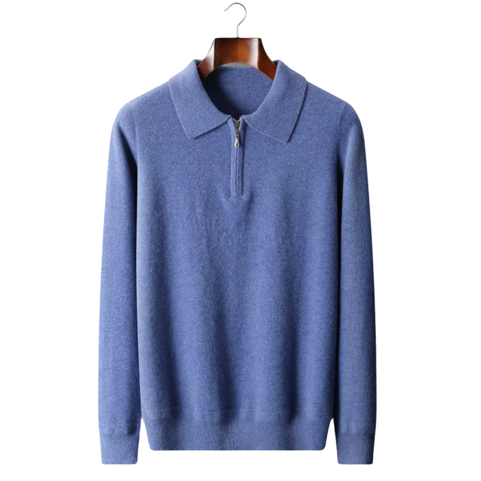 Fine Knit Wool Half Zip Polo