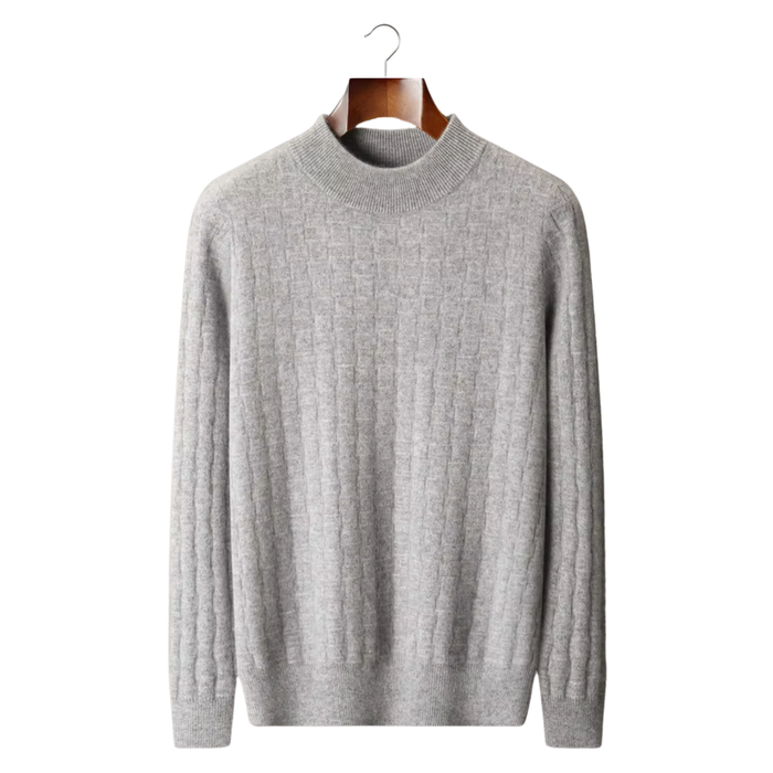 Textured Wool Mock Neck Sweater