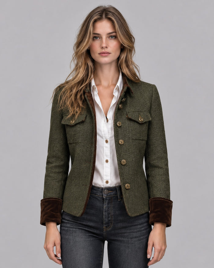 Women's Herringbone Tweed Quilted Jacket
