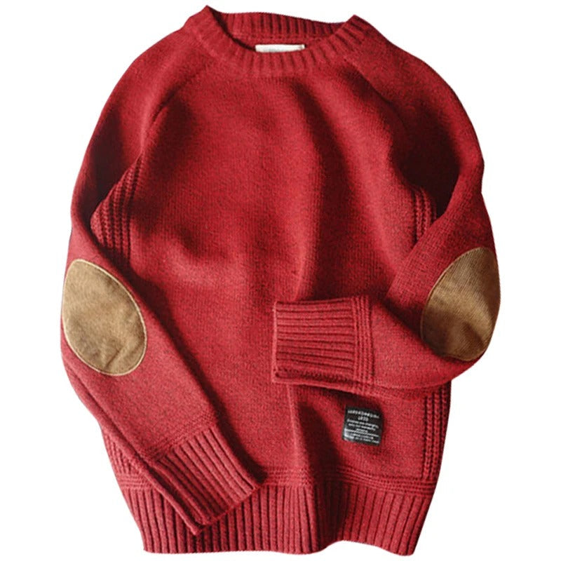 Cable Knit Elbow Patch Sweater