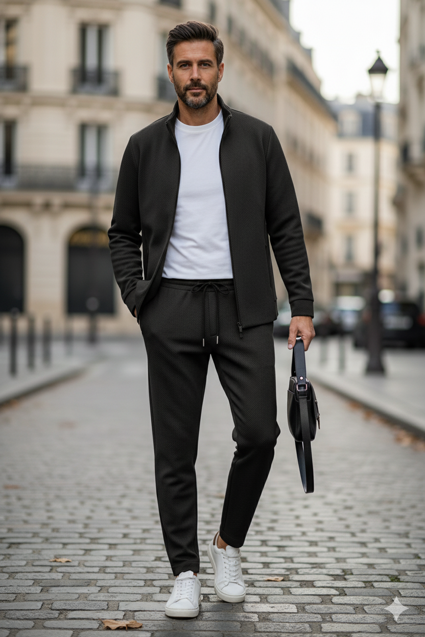Cotton Zip Lounge Tracksuit Set for Men