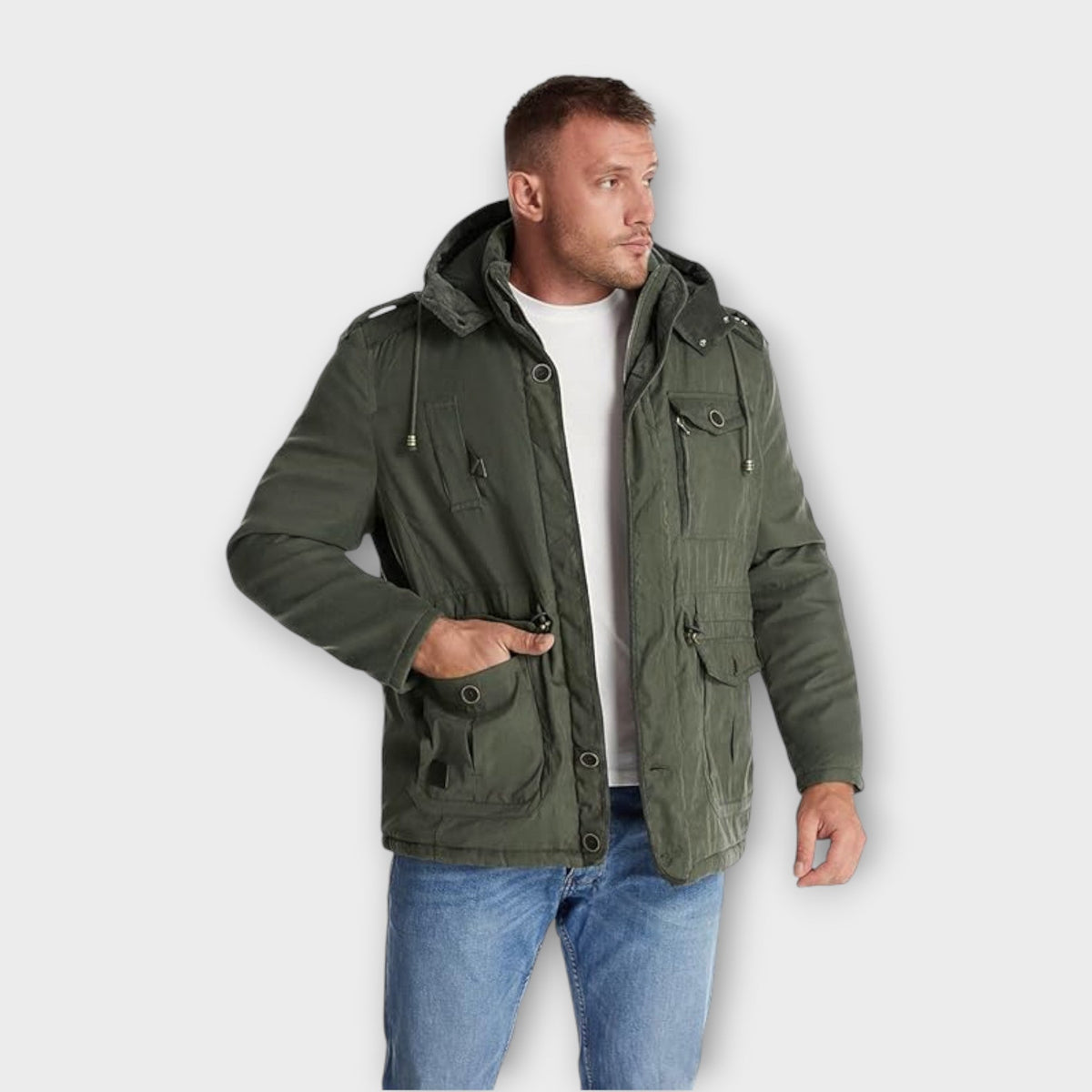 Men's Military Style Hooded Parka Jacket
