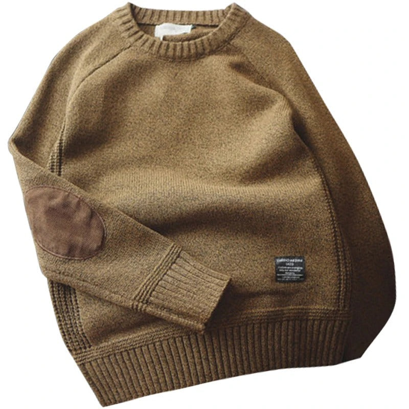 Cable Knit Elbow Patch Sweater