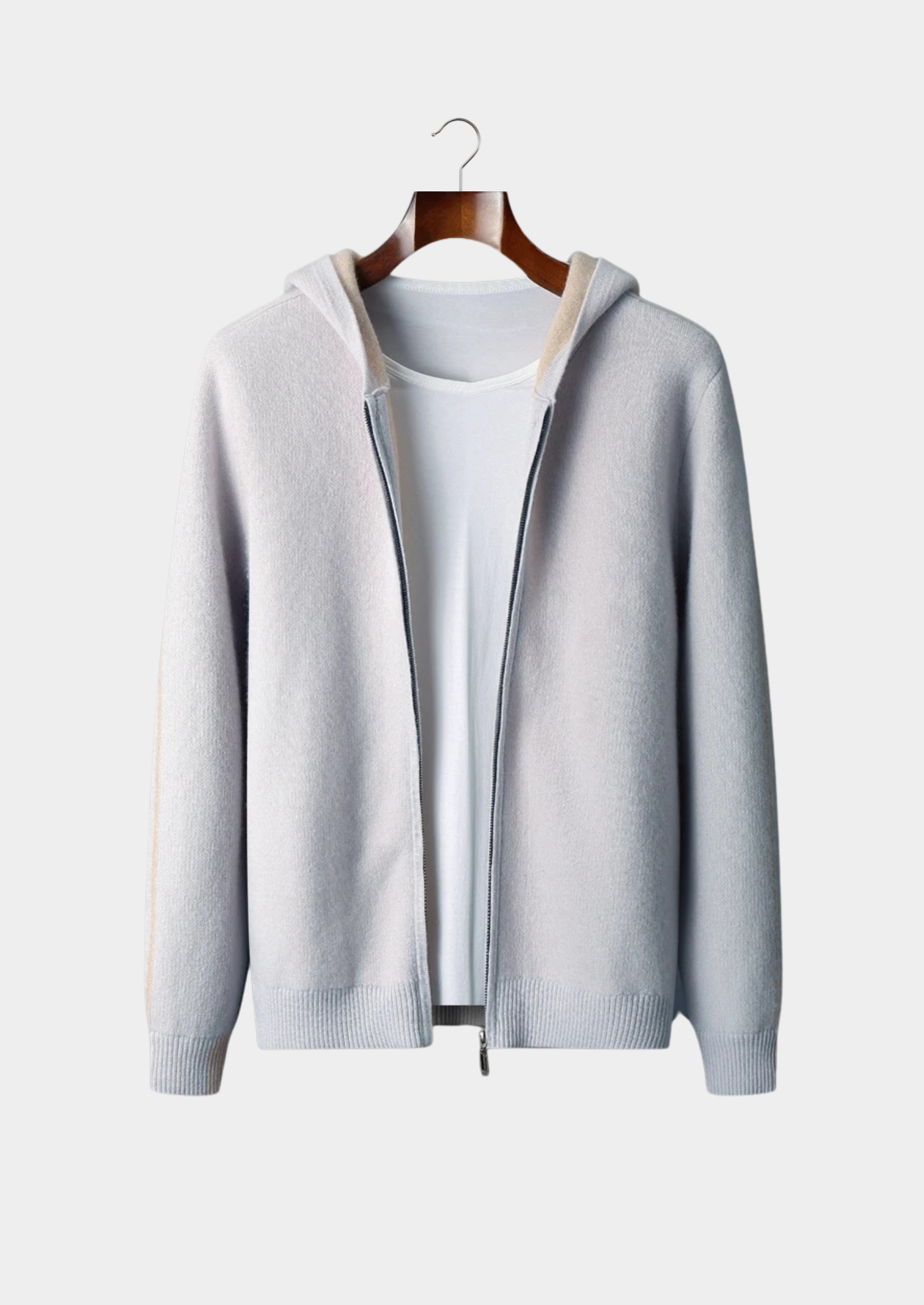 Two-Tone 100% Cashmere Zipper Hoodie
