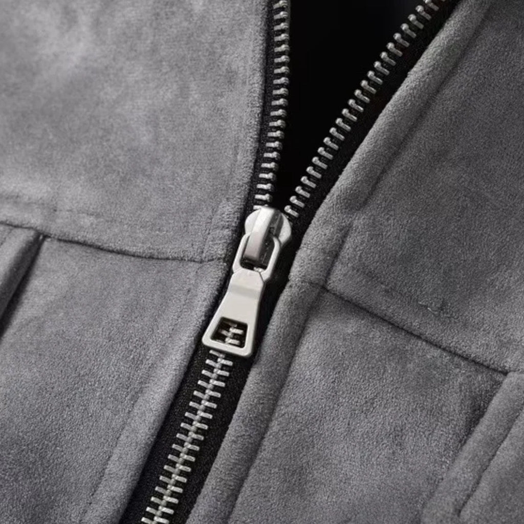 Men's Suede Jacket with Relaxed Fit
