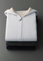 Two-Tone 100% Cashmere Zipper Hoodie