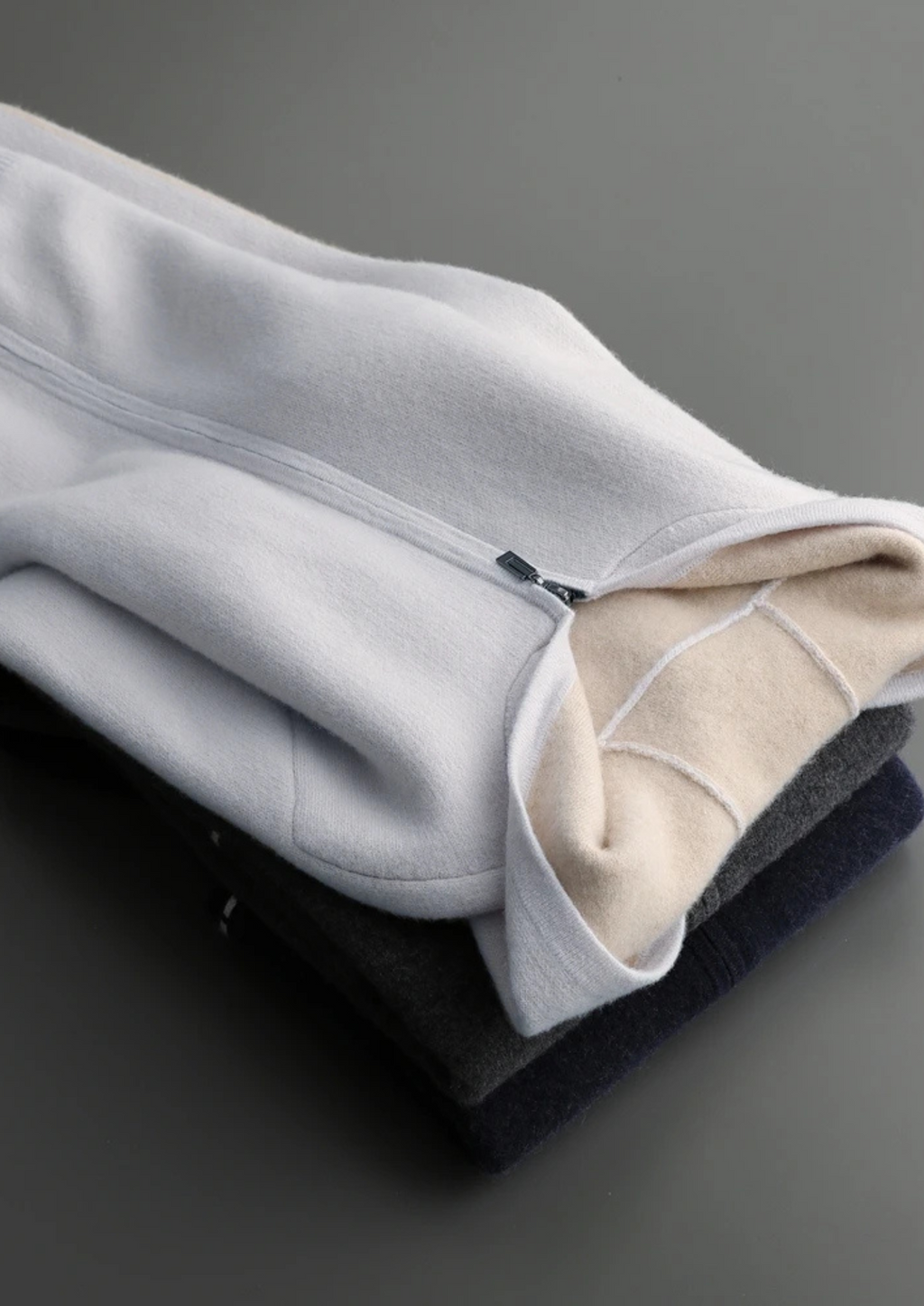 Two-Tone 100% Cashmere Zipper Hoodie