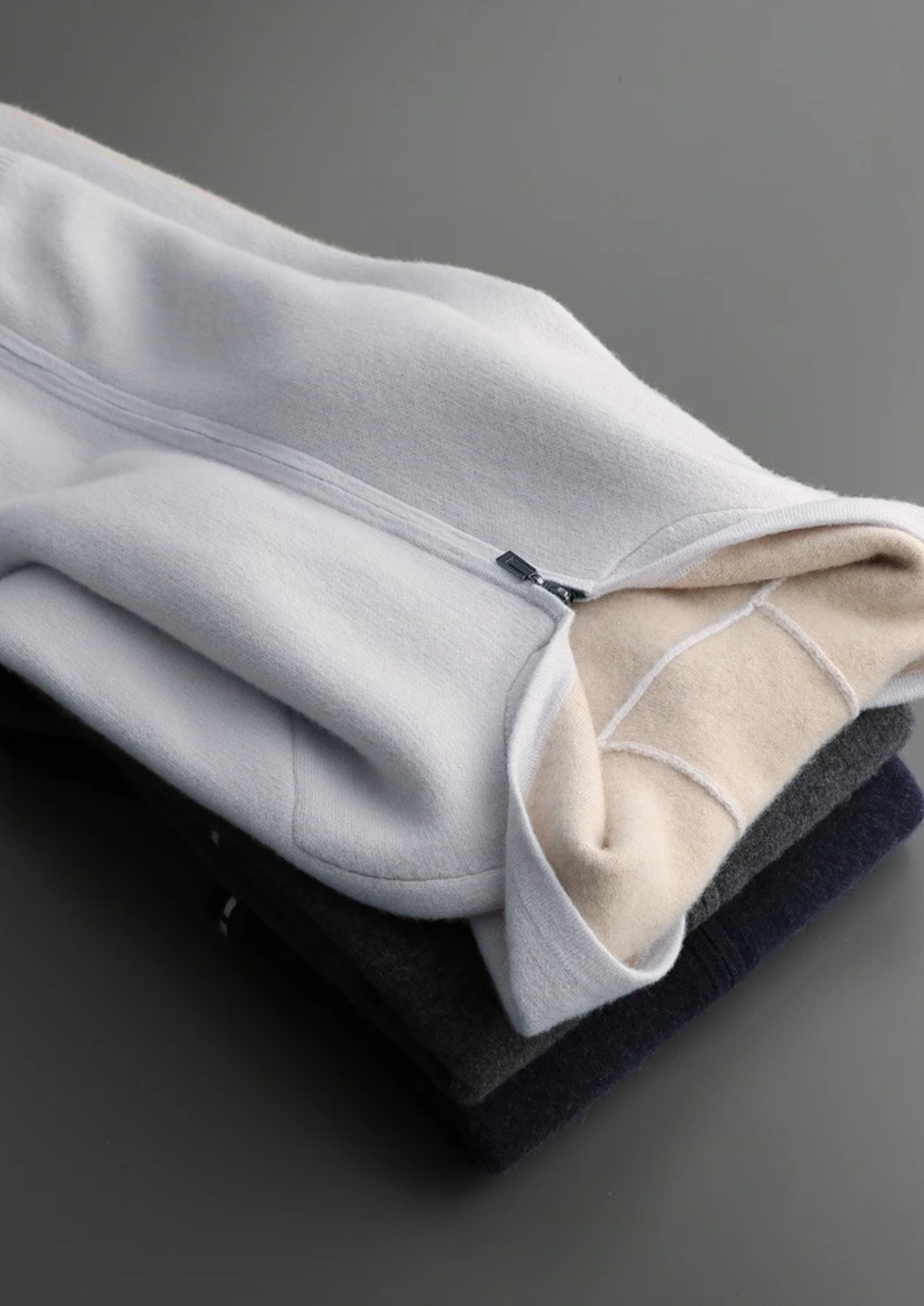 Two-Tone 100% Cashmere Zipper Hoodie
