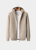 100% Cashmere Rib Knit Zip Hoodie