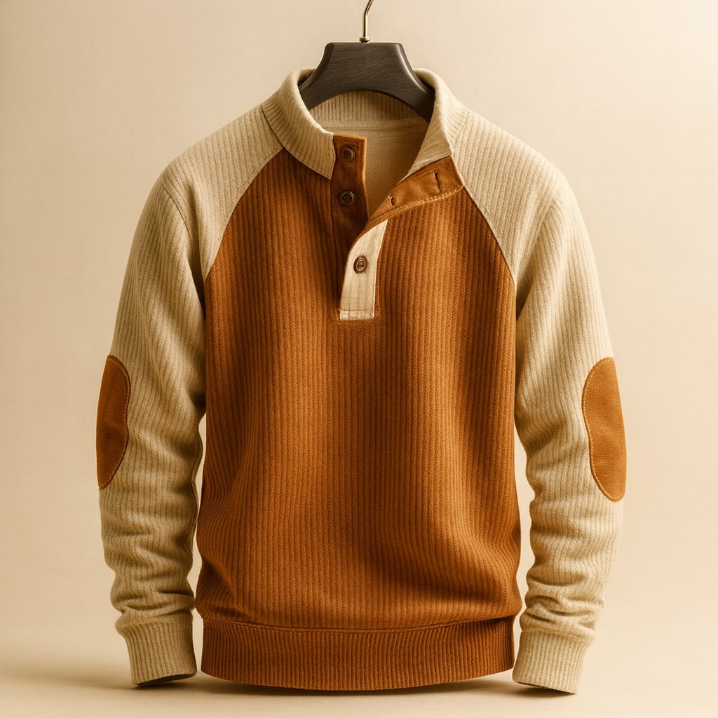 Men's Cable-Knit Henley Sweater