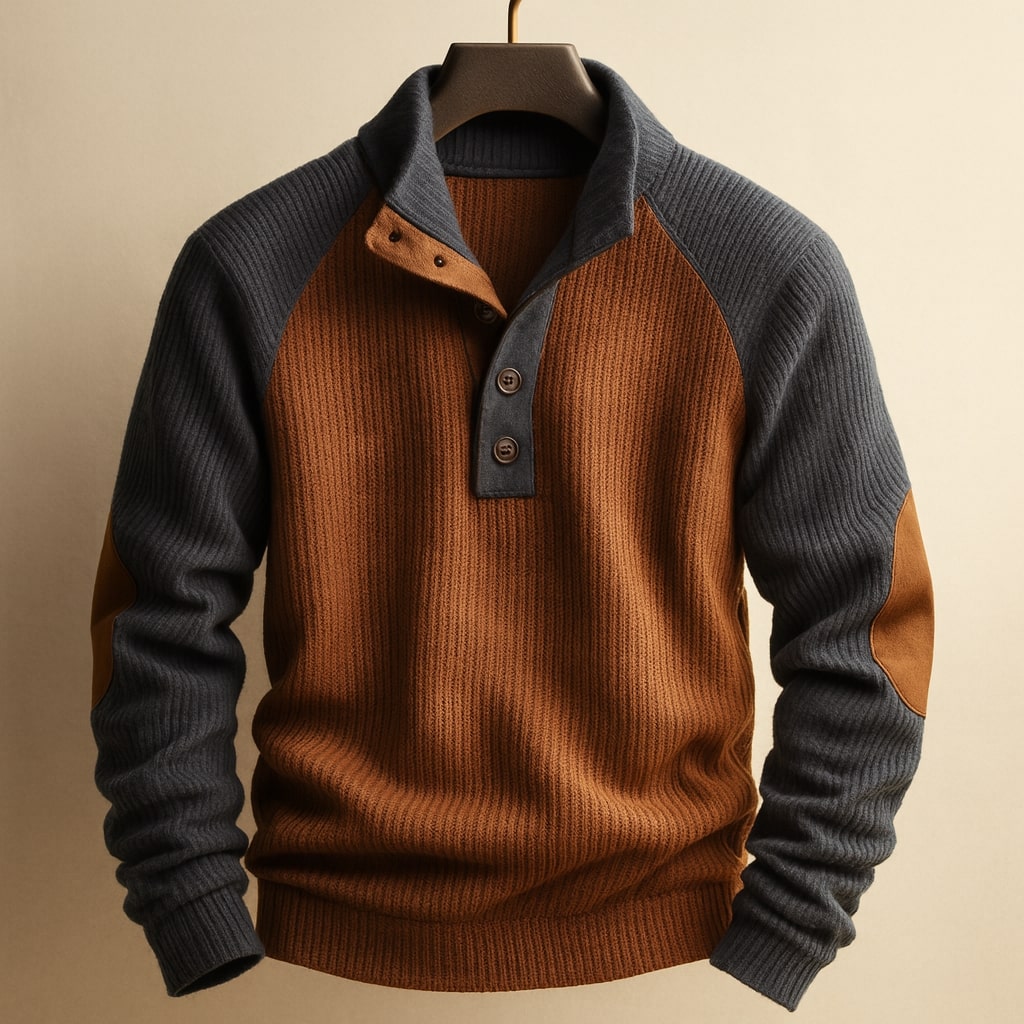 Men's Cable-Knit Henley Sweater