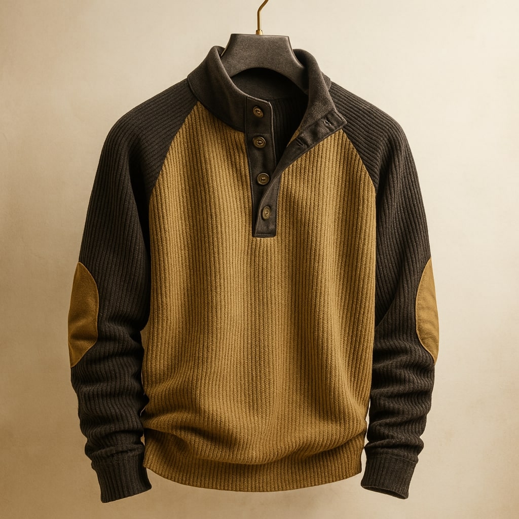 Men's Cable-Knit Henley Sweater
