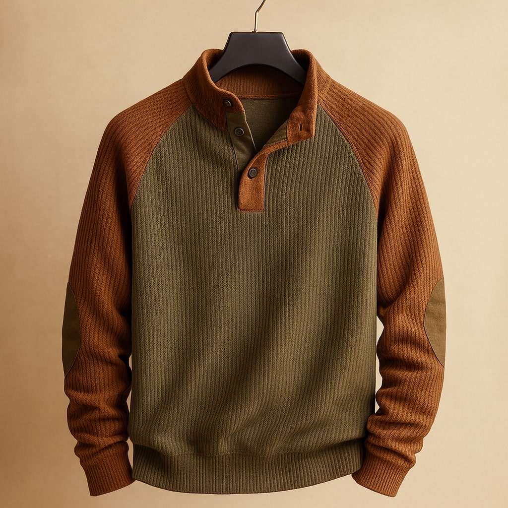 Men's Cable-Knit Henley Sweater