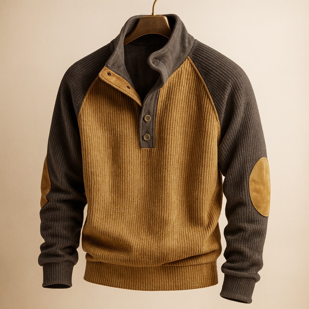 Men's Cable-Knit Henley Sweater