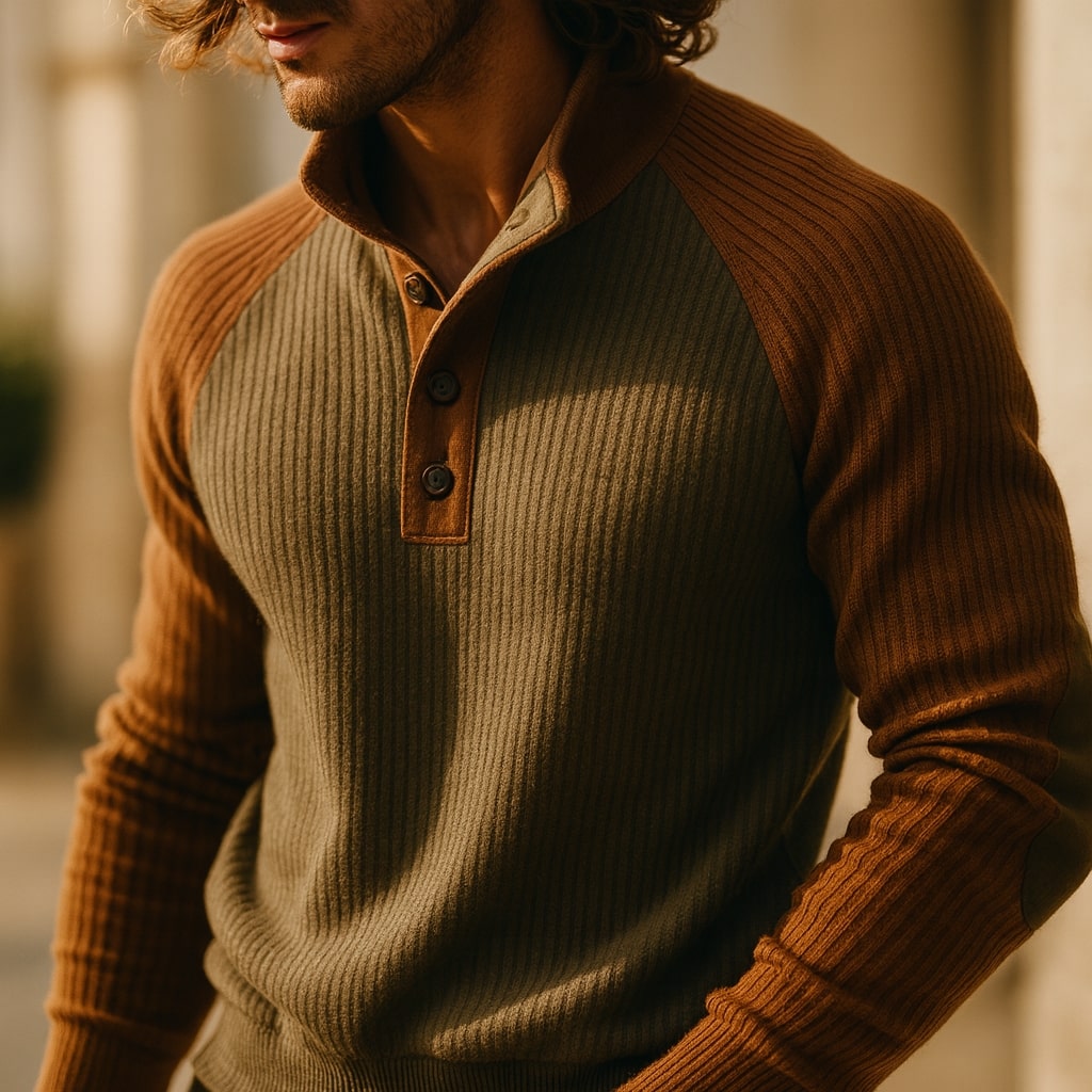 Men's Cable-Knit Henley Sweater