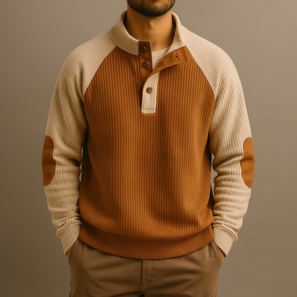 Men's Cable-Knit Henley Sweater