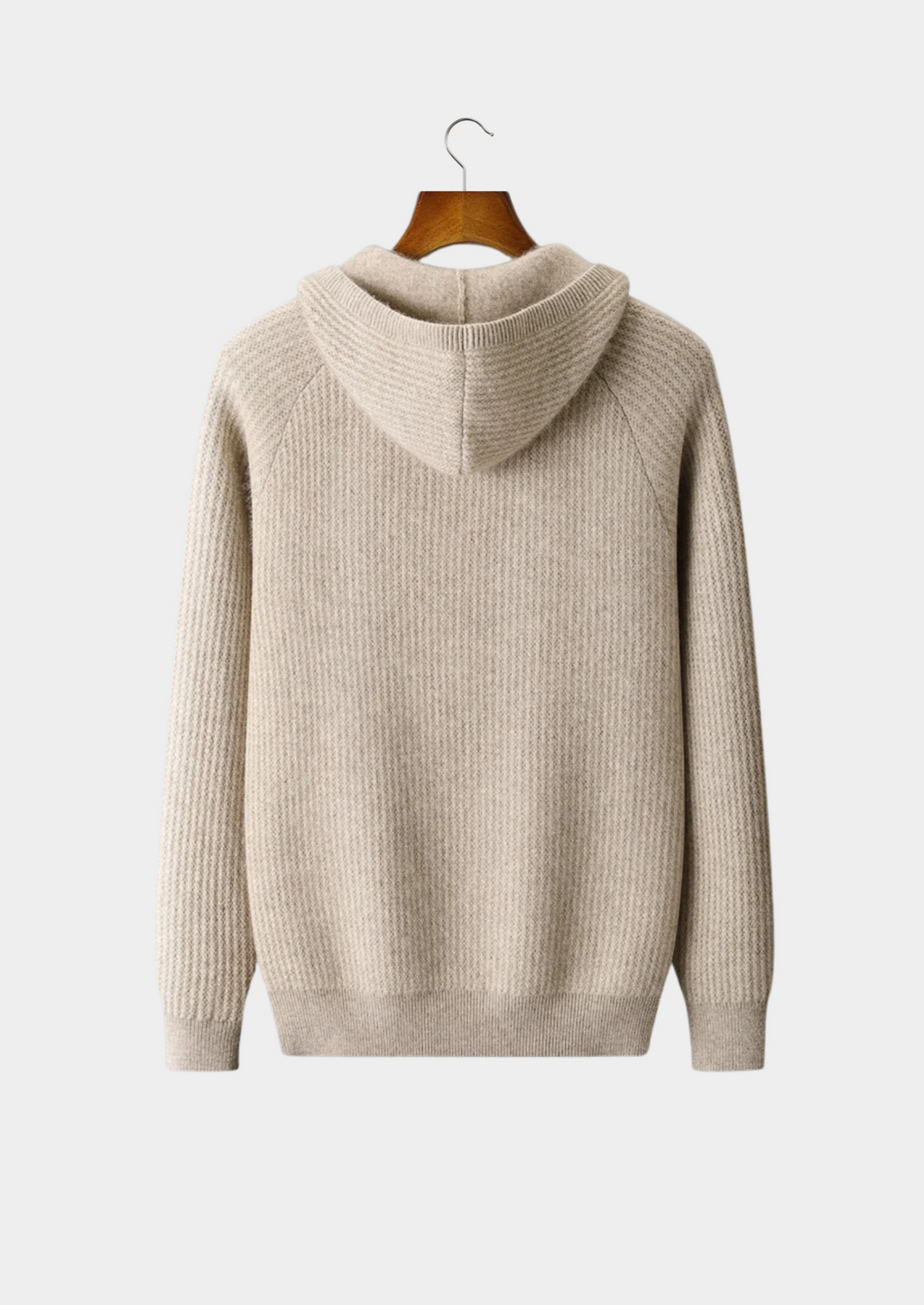 100% Cashmere Rib Knit Zip Hoodie