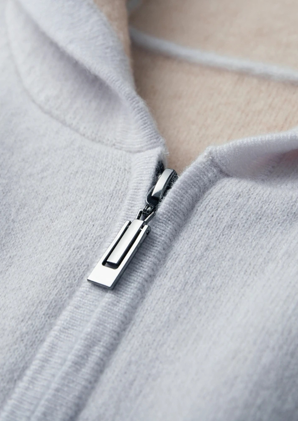 Two-Tone 100% Cashmere Zipper Hoodie