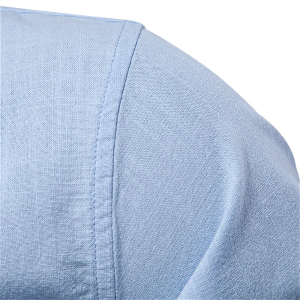 Men's Stand Collar Button Placket Shirt