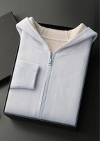 Two-Tone 100% Cashmere Zipper Hoodie