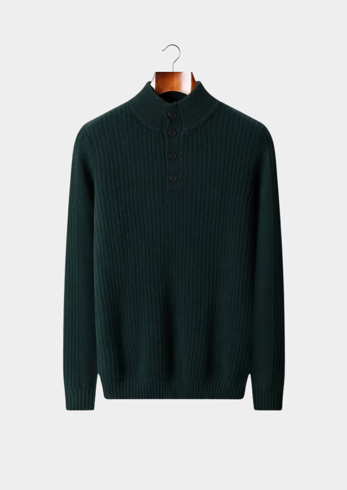 Ribbed Wool Henley Sweater