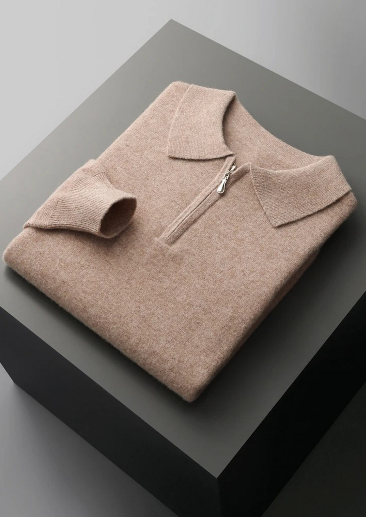 Fine Knit Wool Half Zip Polo