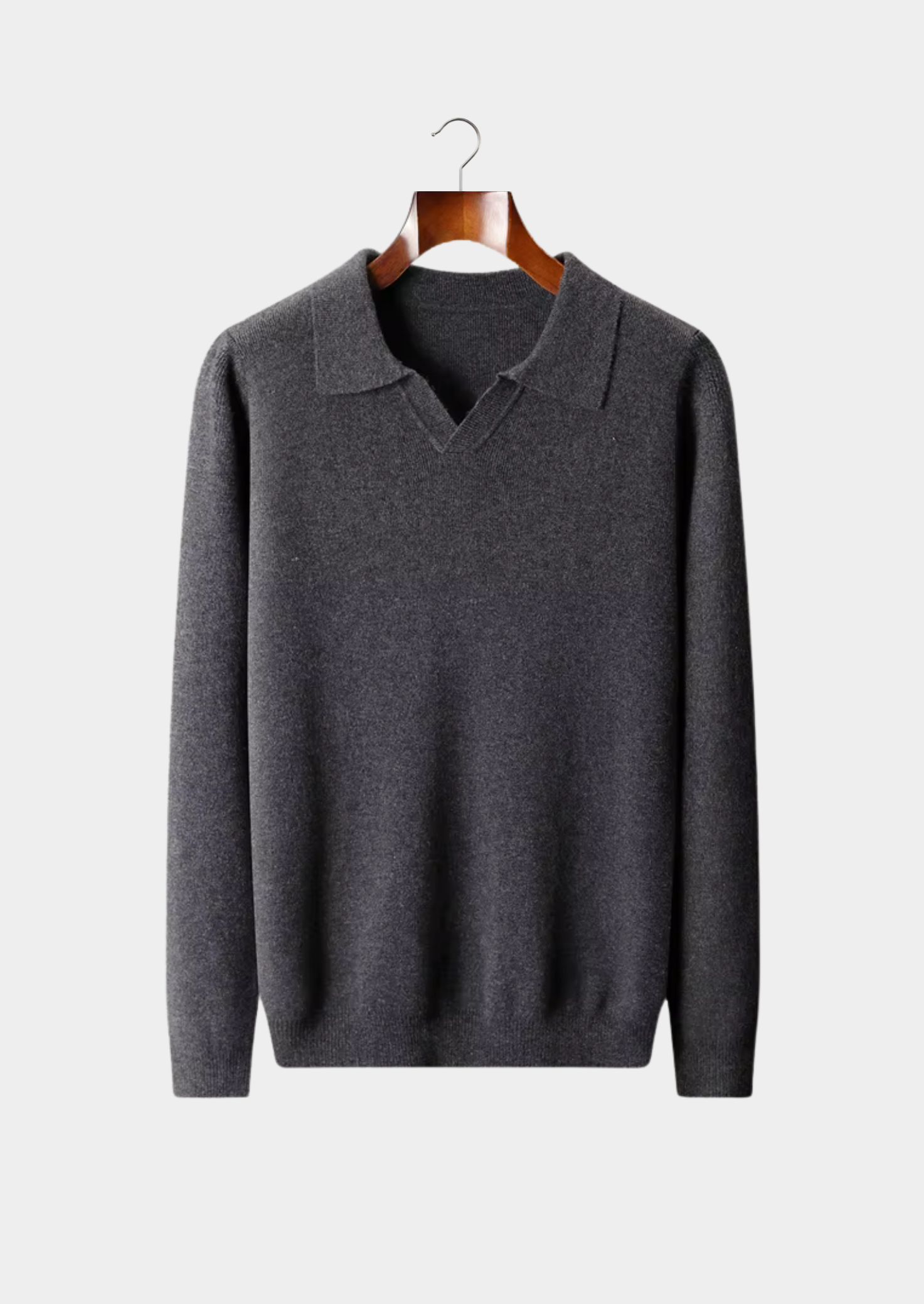 Ribbed Wool Buttonless Polo
