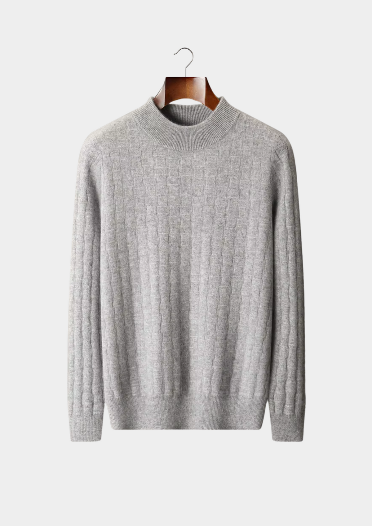 Textured Wool Mock Neck Sweater