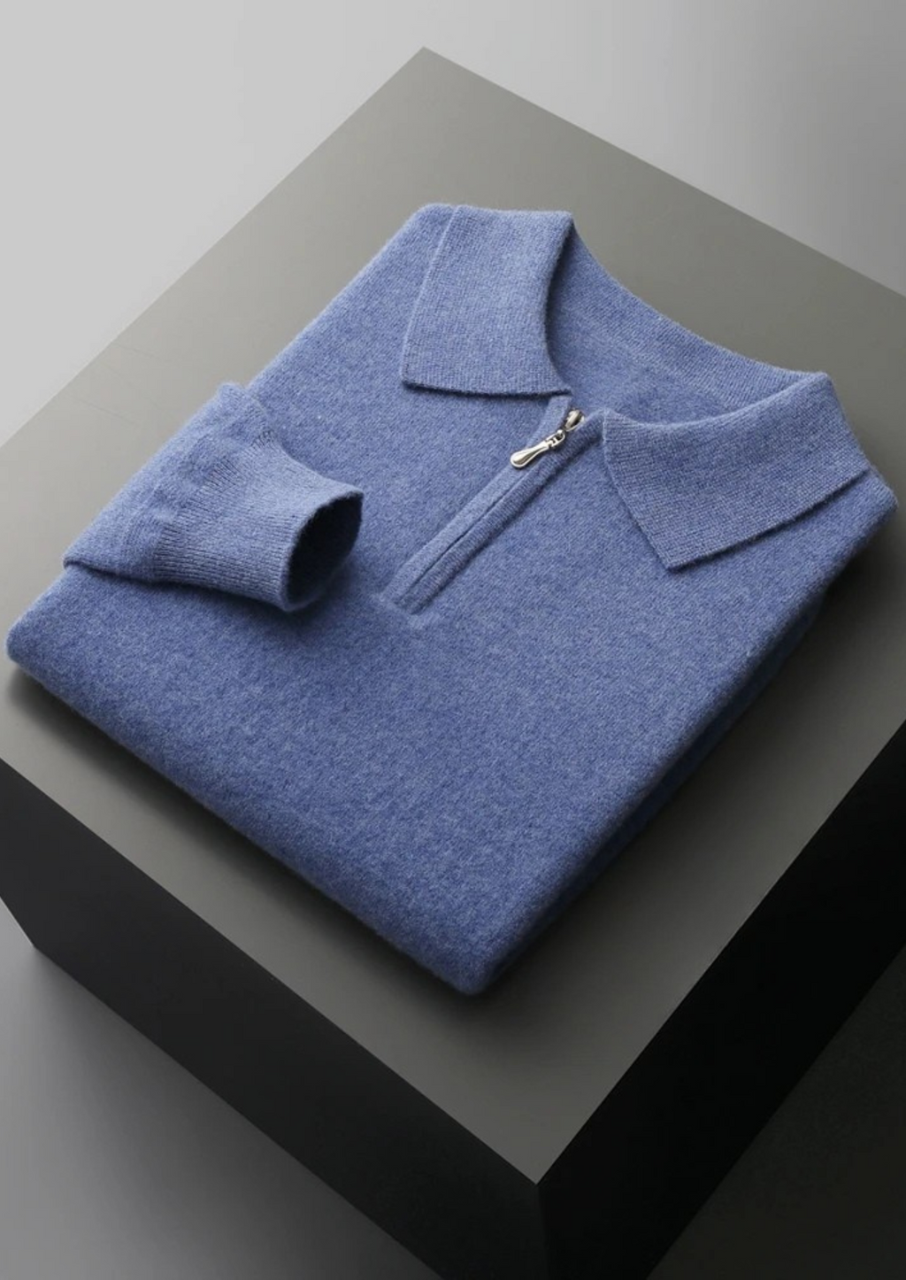 Fine Knit Wool Half Zip Polo