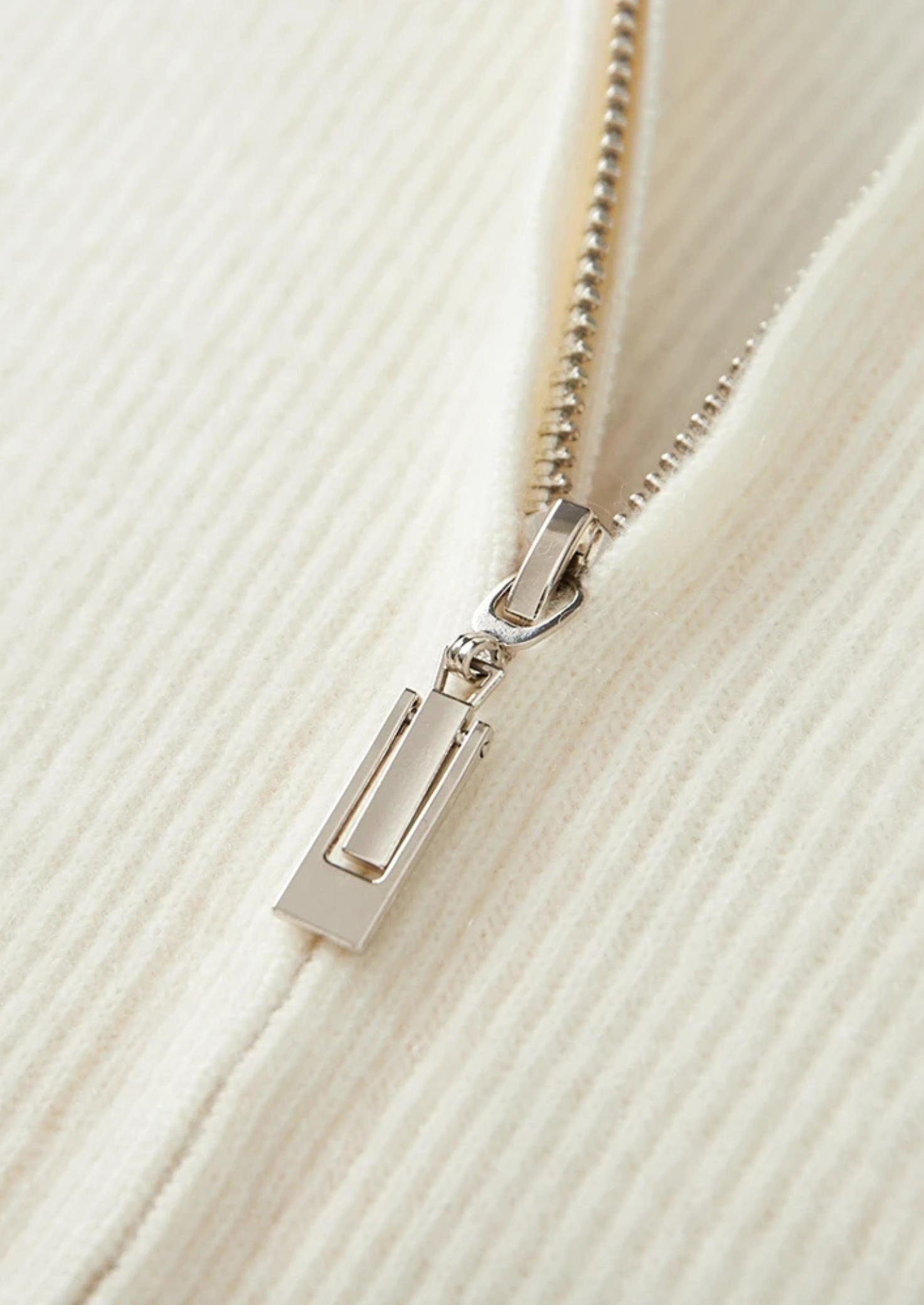 100% Cashmere Rib Knit Zip Cardigan