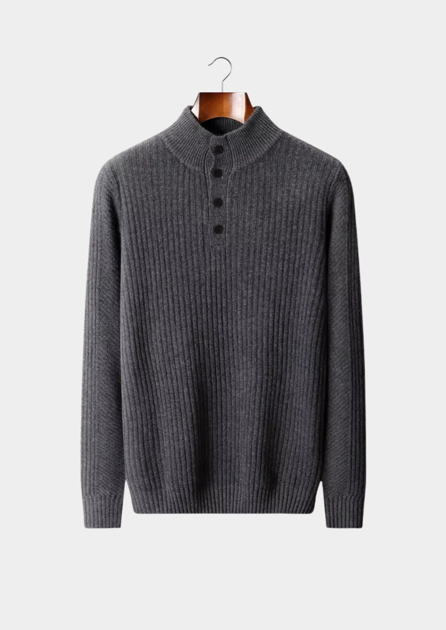 Ribbed Wool Henley Sweater