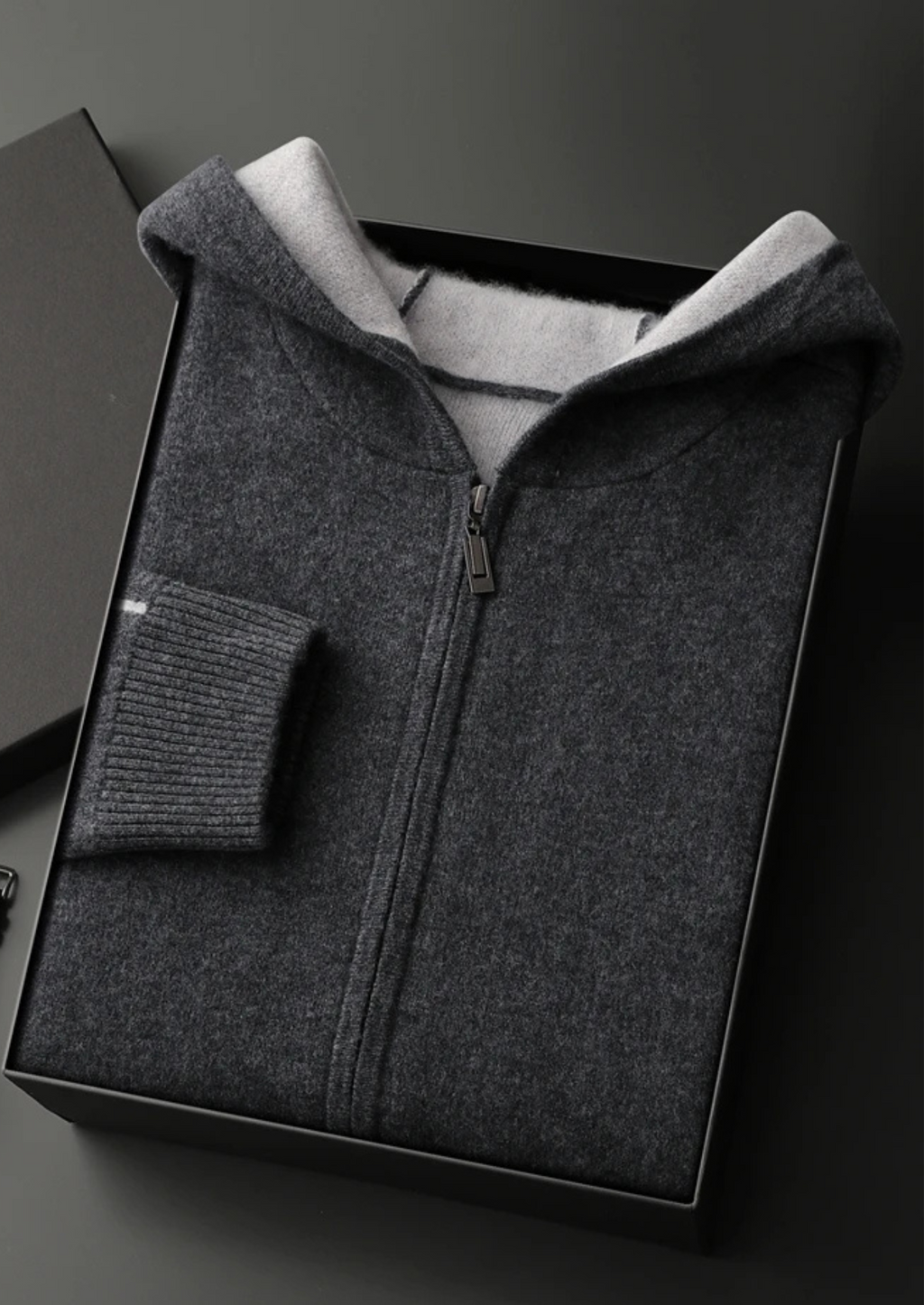 Two-Tone 100% Cashmere Zipper Hoodie