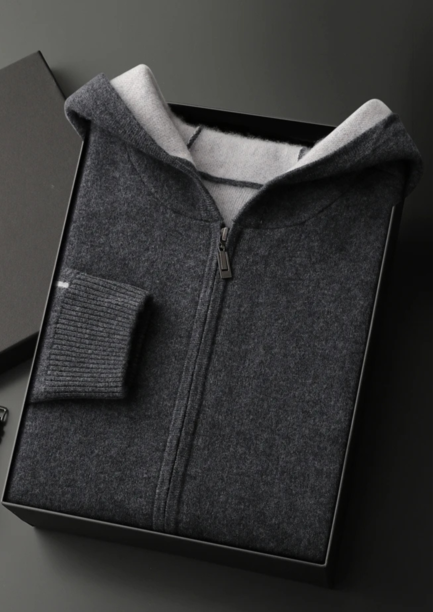 Two-Tone 100% Cashmere Zipper Hoodie