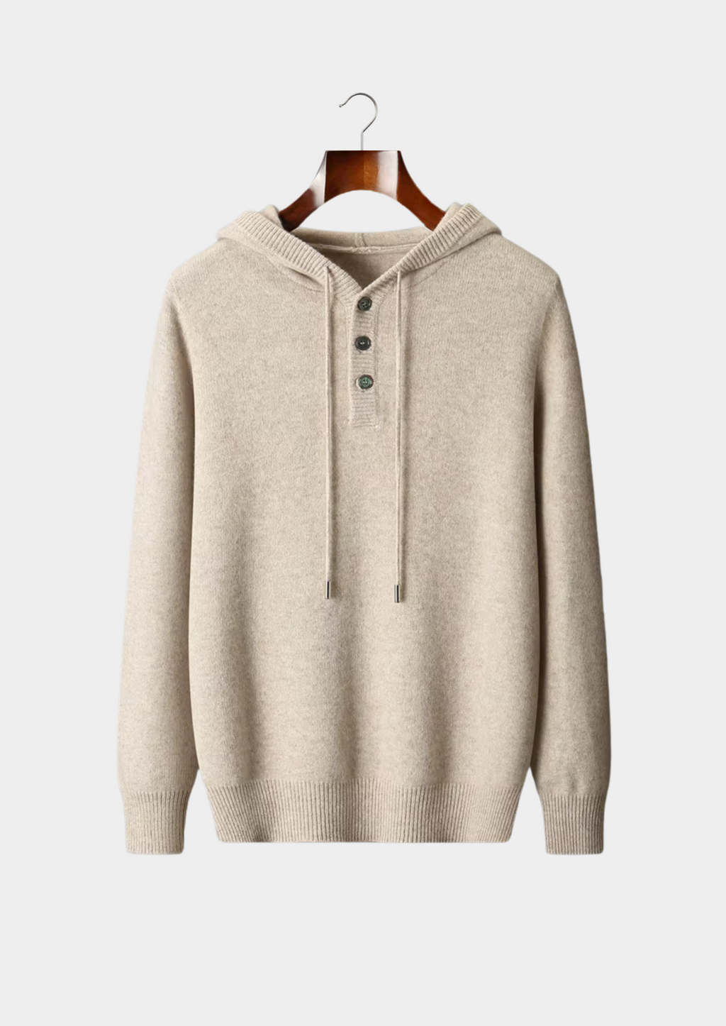 100% Cashmere Button-Up Hoodie