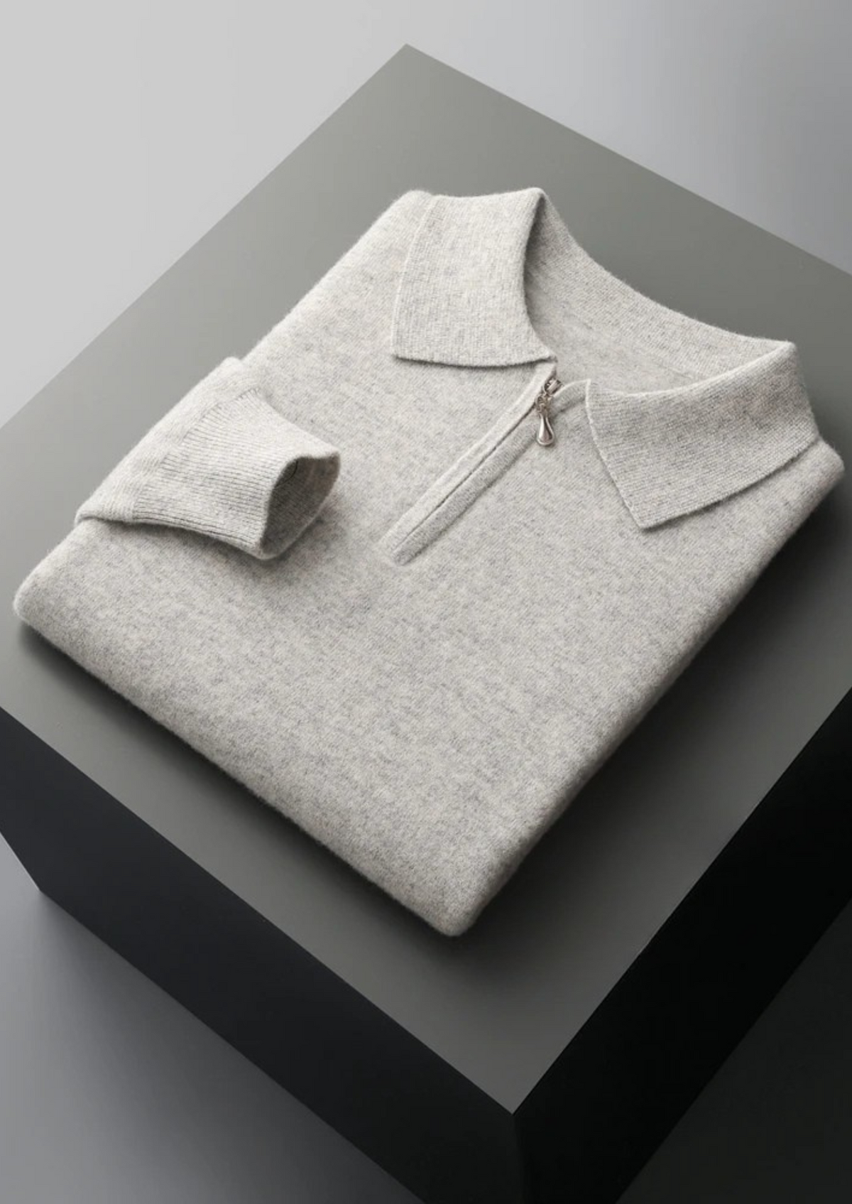 Fine Knit Wool Half Zip Polo