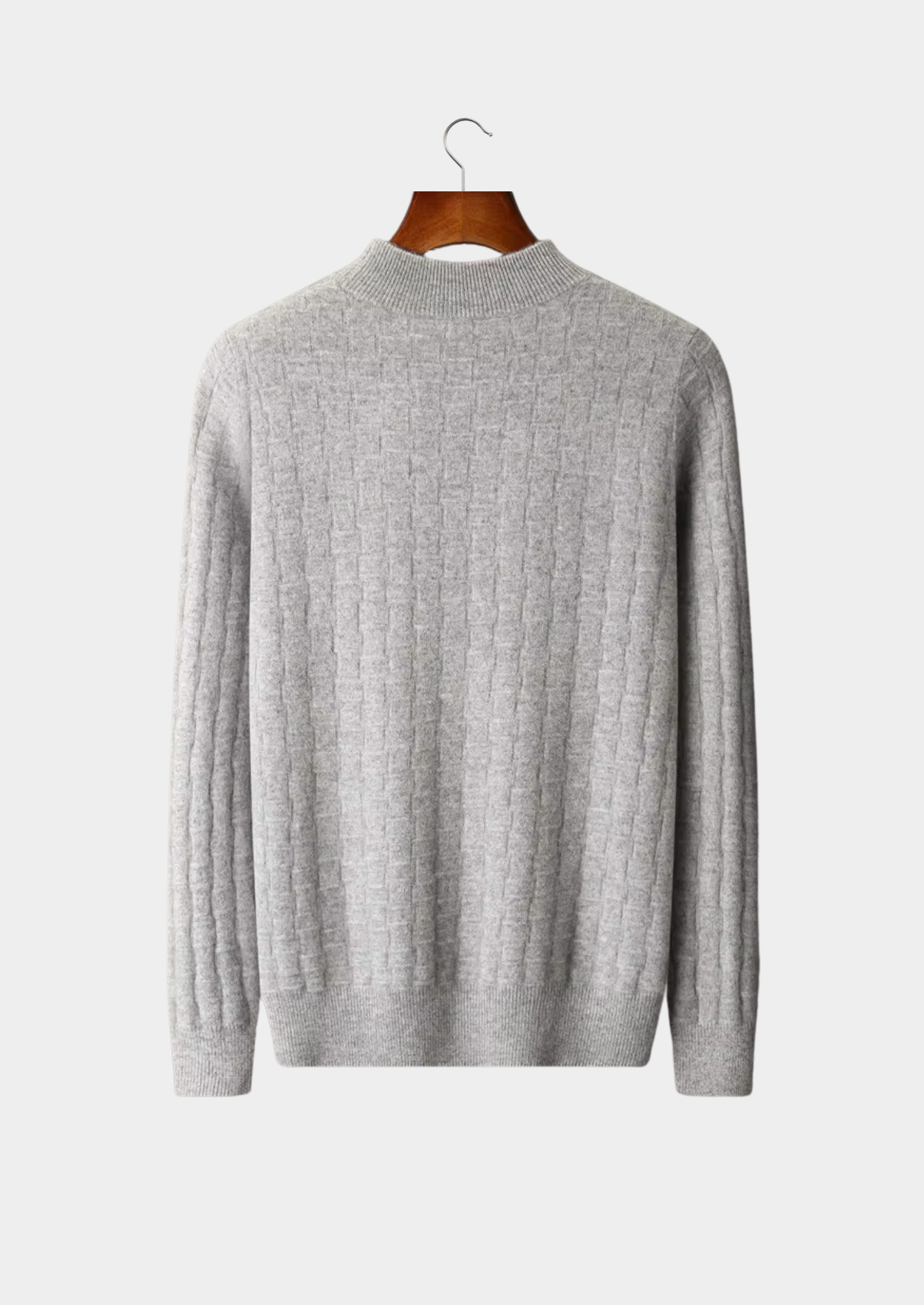 Textured Wool Mock Neck Sweater