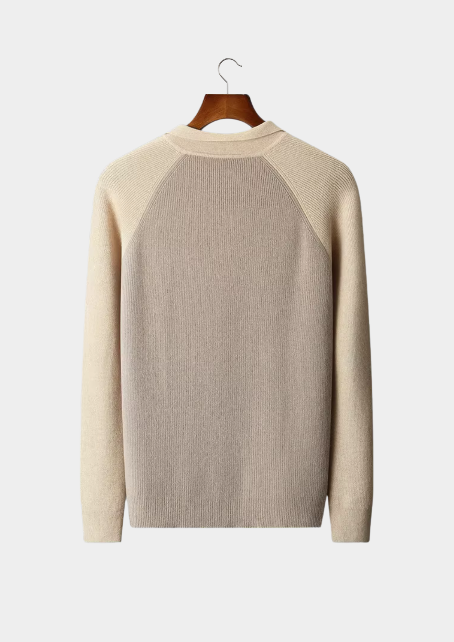 Two-Tone Wool Zipper Sweater Polo