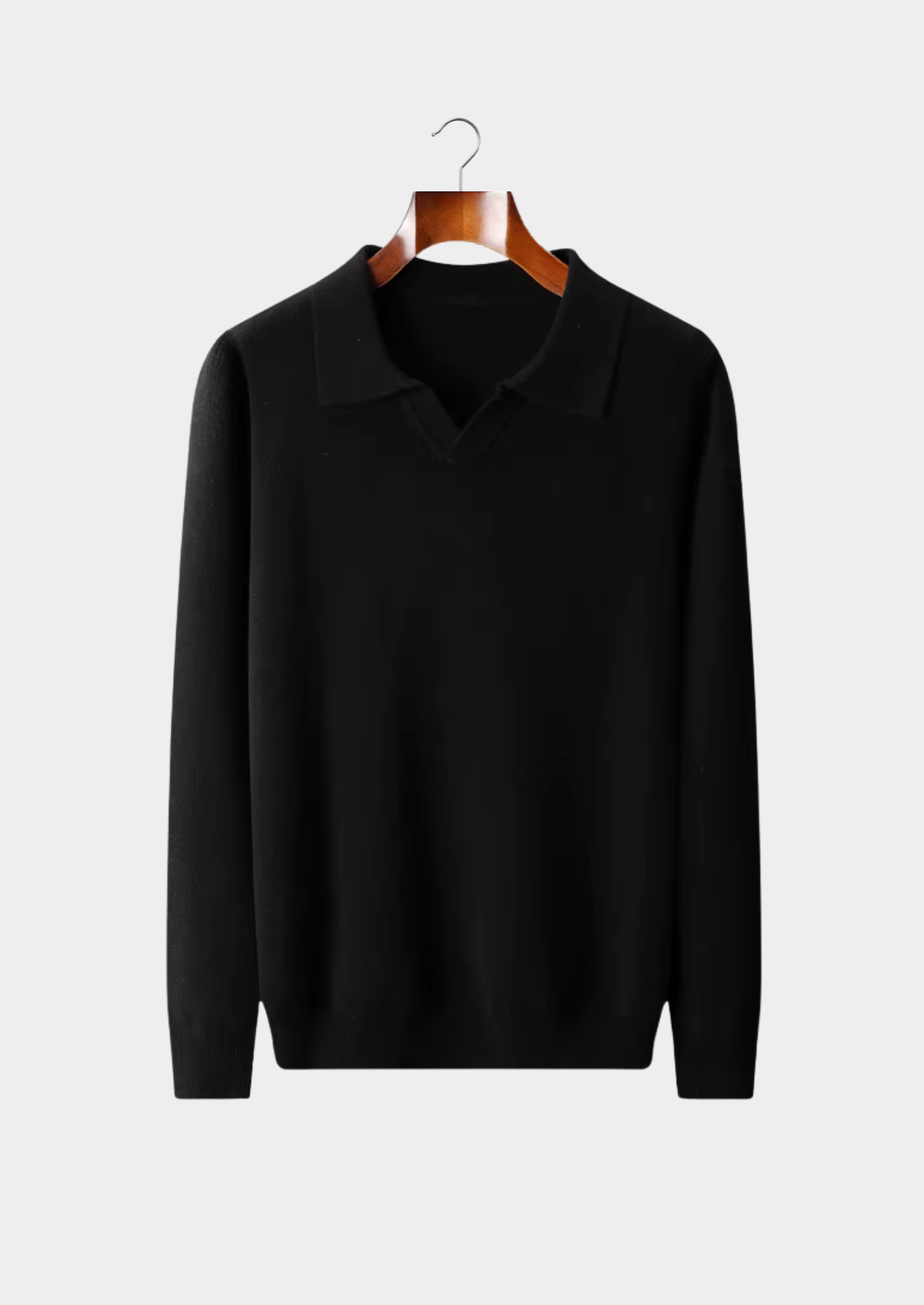 Ribbed Wool Buttonless Polo