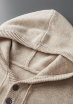 100% Cashmere Button-Up Hoodie