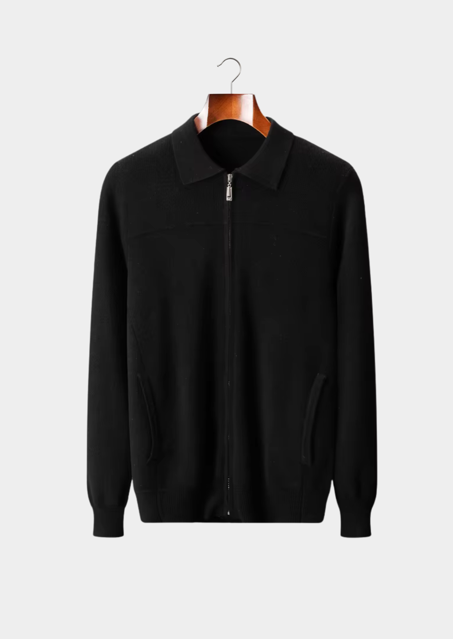 Ribbed Wool Polo Cardigan