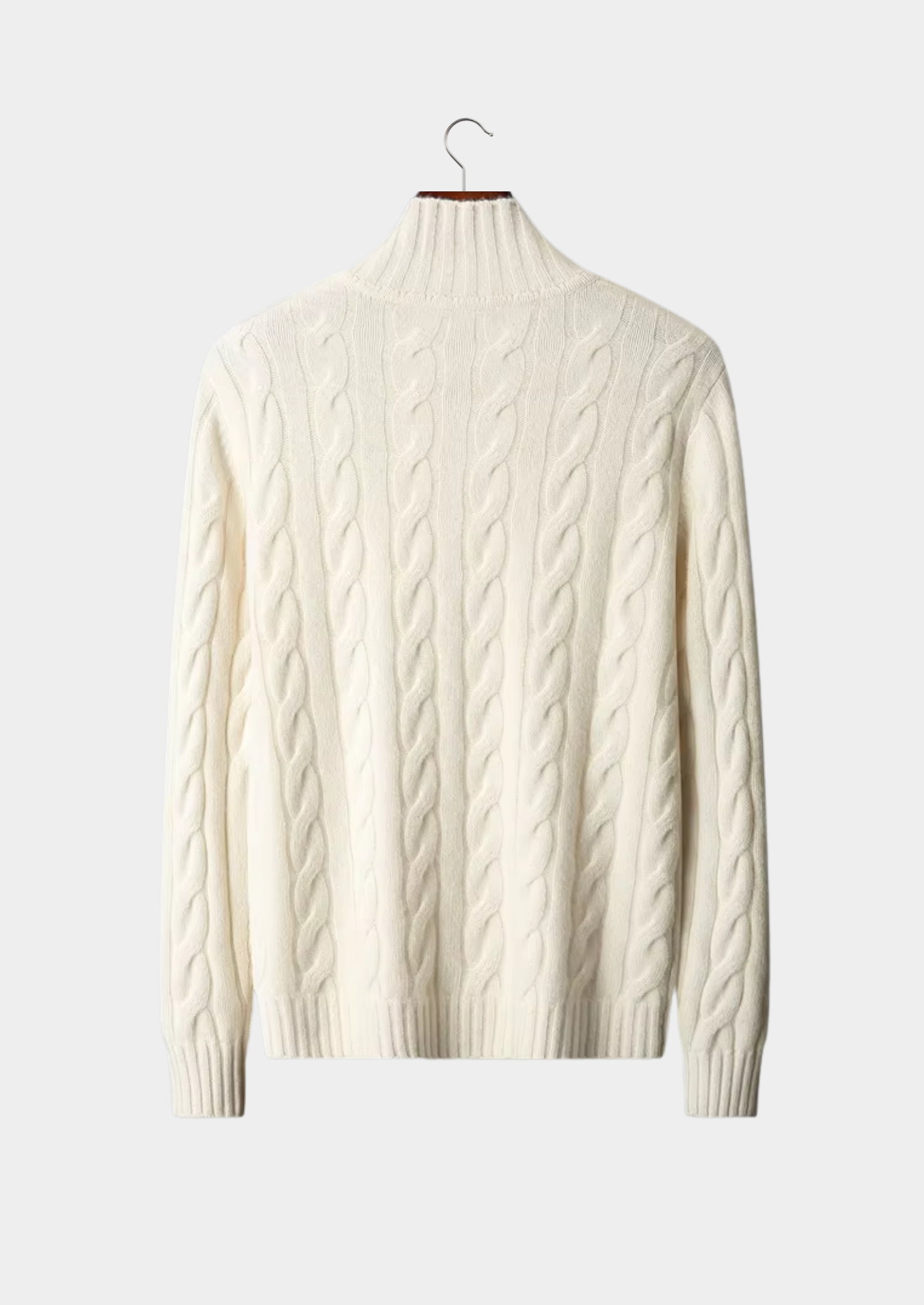 Two-Way Zip Wool Cable Cardigan