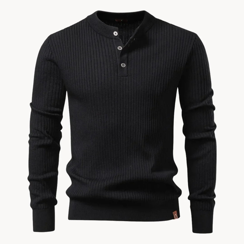 Men's Button Detail Crew Neck Sweater
