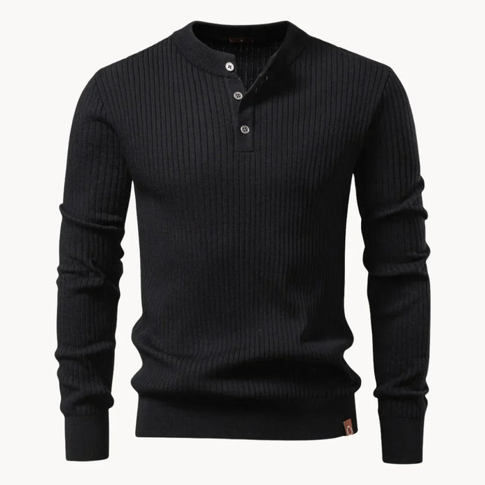 Men's Button Detail Crew Neck Sweater