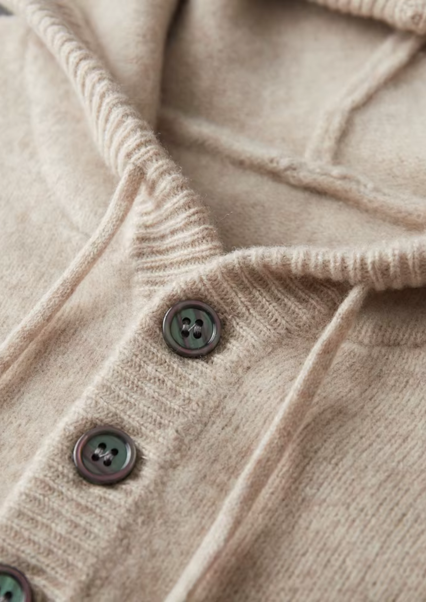 100% Cashmere Button-Up Hoodie