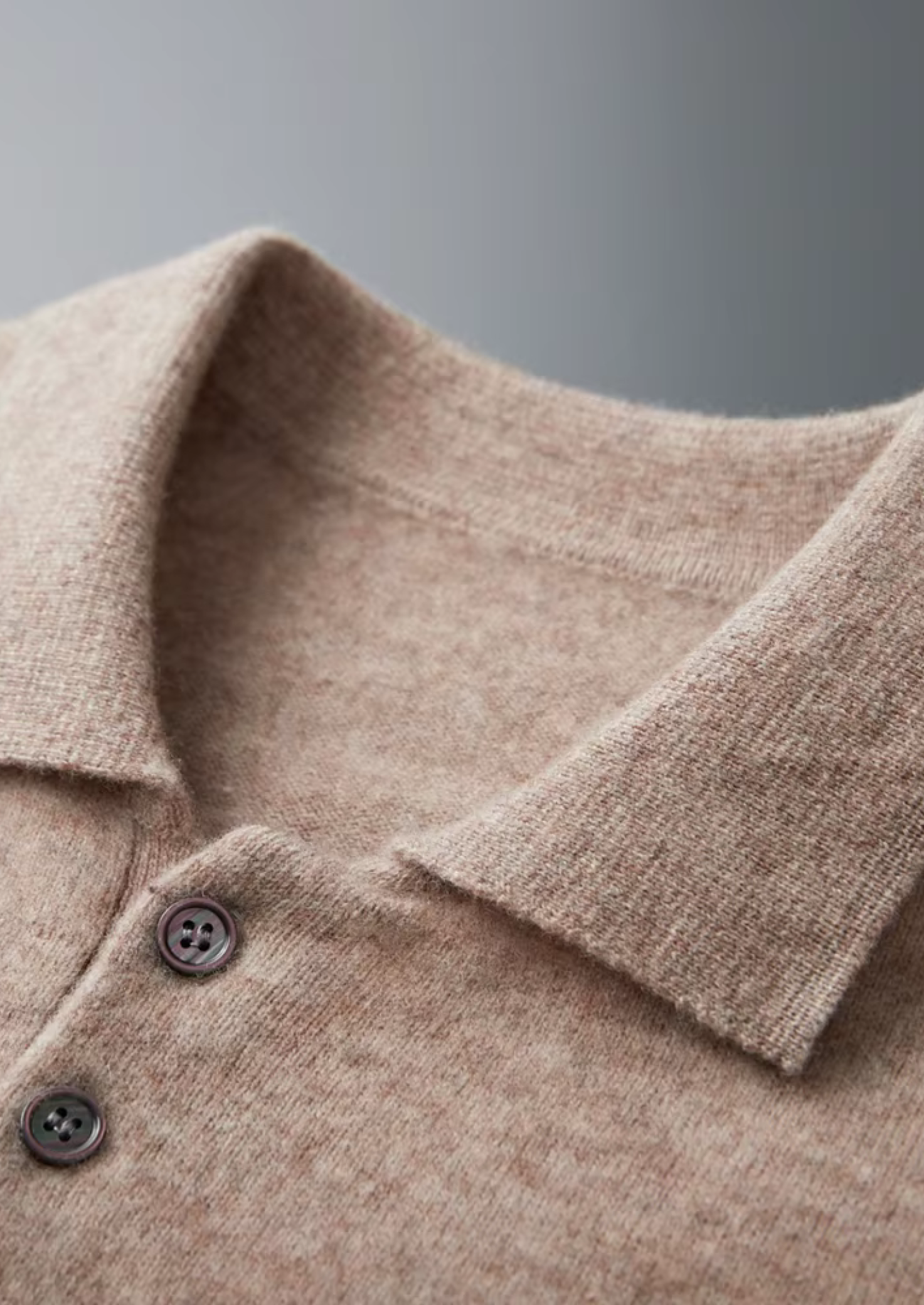 100% Cashmere Crewneck Polo Sweater